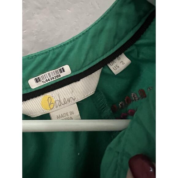 Boden Green Floral Embroidered Natalie Tiered Maxi Dress Sz 2 Boho Peasant - Picture 6 of 8